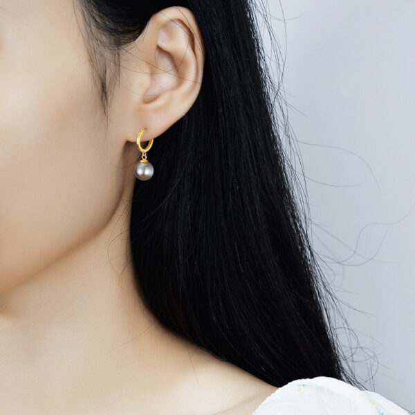 S925 Sterling Silver Earrings Ear Button Pearl - Image 4