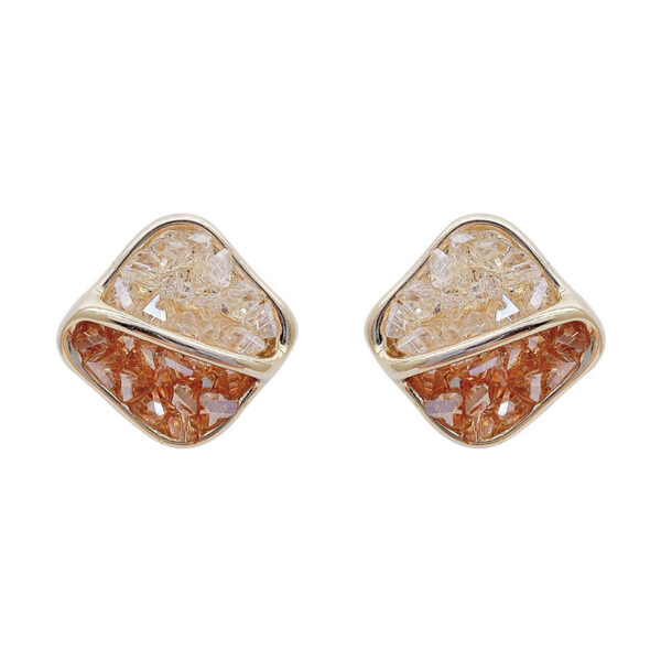 Contrast Color Crystal Square Earrings Small And Simple - Image 4