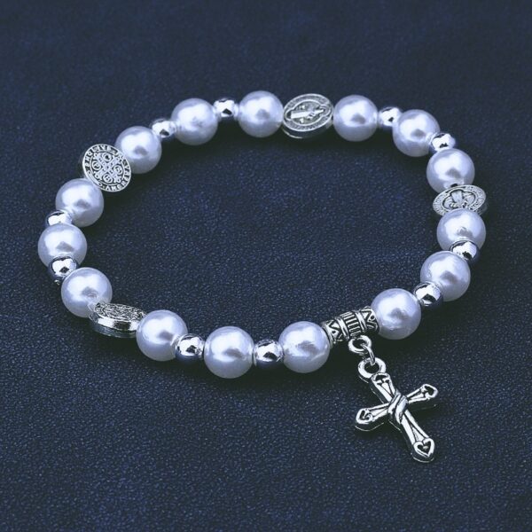Vintage  Pearl Cross Bracelet - Image 4