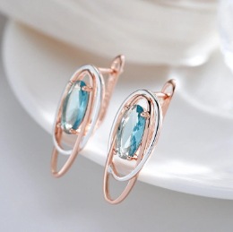 Rose Gold White K Egg-shaped Ocean Blue Oval Ear Clip