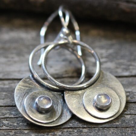 Vintage Geometric Circle Opal Earrings