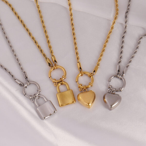 Punk Heart-shaped Necklace Fashion Trend Lock Love - Image 7