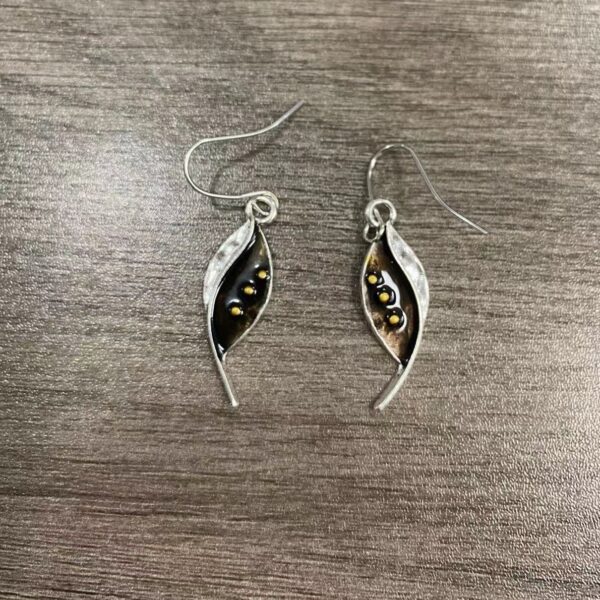 Vintage Original Ancient Silver Natural Leaf Earrings - Image 2
