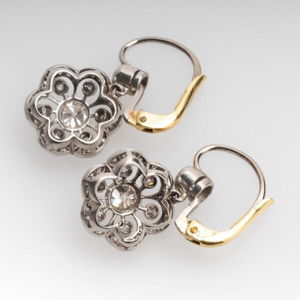 Fashion Two-tone Flower Drop Exquisite Gorgeous Diamond Earrings - Image 3