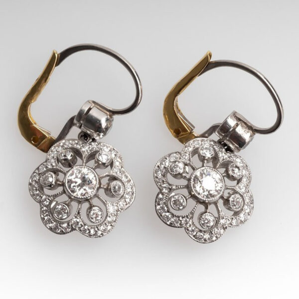 Fashion Two-tone Flower Drop Exquisite Gorgeous Diamond Earrings - Image 5