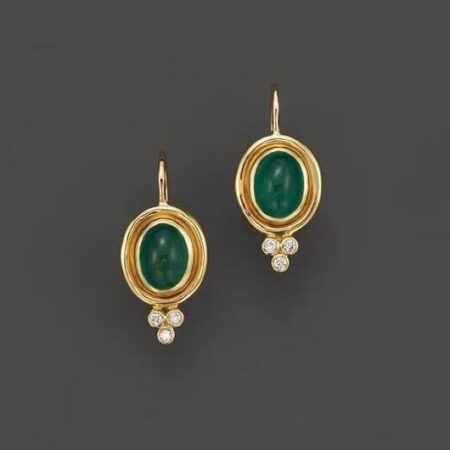 Women's Fashion Retro Style Green Oval Earrings