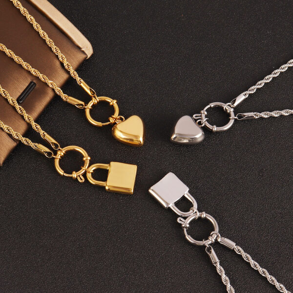 Punk Heart-shaped Necklace Fashion Trend Lock Love - Image 2