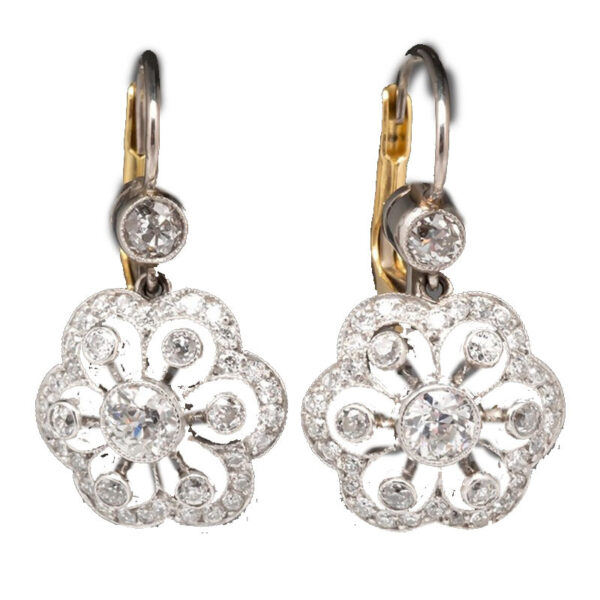 Fashion Two-tone Flower Drop Exquisite Gorgeous Diamond Earrings - Image 2