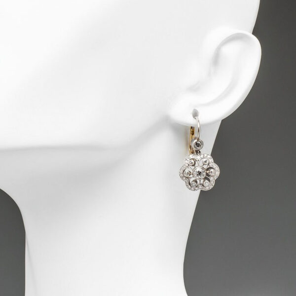 Fashion Two-tone Flower Drop Exquisite Gorgeous Diamond Earrings - Image 4