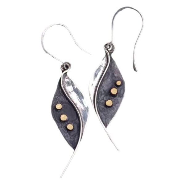 Vintage Original Ancient Silver Natural Leaf Earrings - Image 4