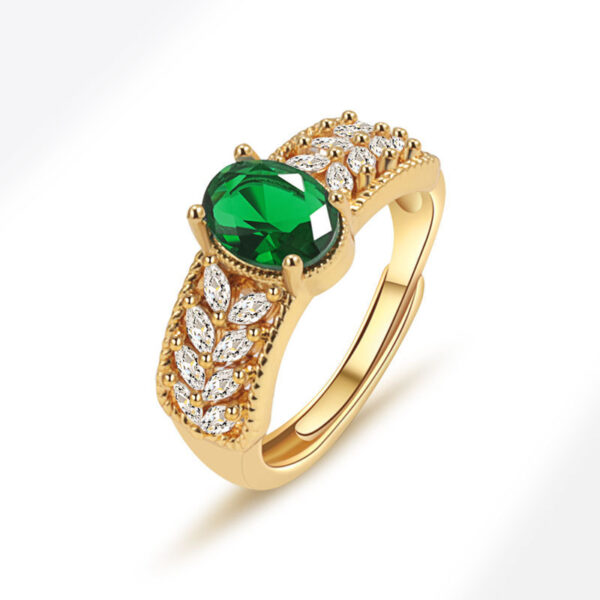 Hollow Pattern Colored Gems Blue Corundum Ring - Image 2