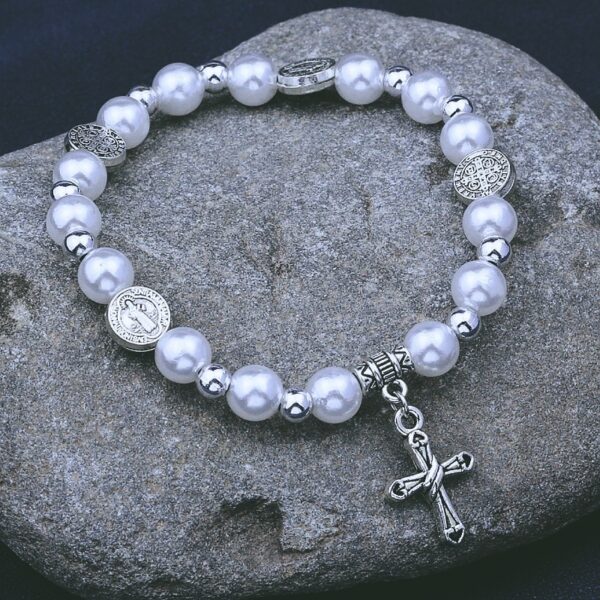 Vintage  Pearl Cross Bracelet - Image 6