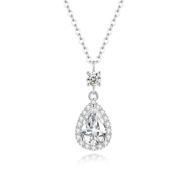 S925 Sterling Silver With Shiny Diamond Water Drop Necklace For Women Light Luxury - Image 3
