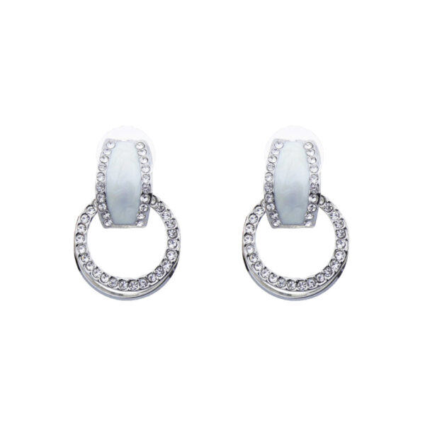 Atmospheric Diamond-embedded Geometric Multi-layer Round Ring Earrings - Image 6
