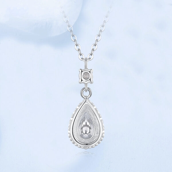 S925 Sterling Silver With Shiny Diamond Water Drop Necklace For Women Light Luxury - Image 5