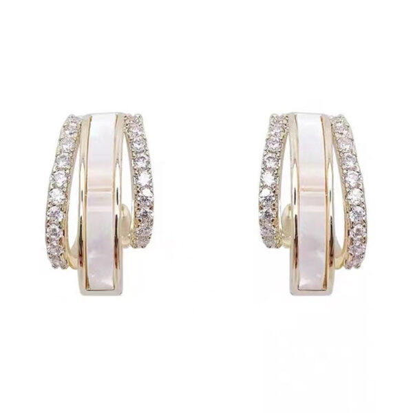 Double Circle Shell Delicate Earrings - Image 4