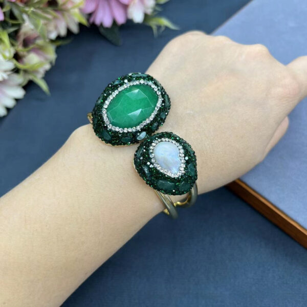 Fashion And Fully-jewelled Design Color-preserving Electroplated Natural Stone Bracelet - Image 4