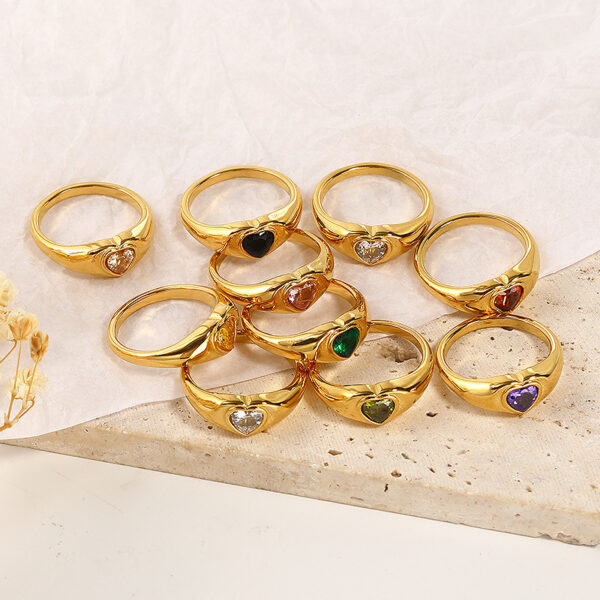 Design Heart-shaped Inlaid Zircon Titanium Steel Ring For Women