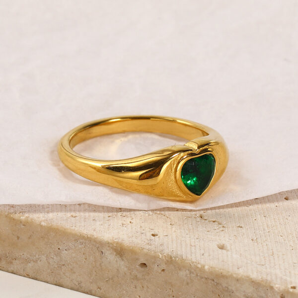 Design Heart-shaped Inlaid Zircon Titanium Steel Ring For Women - Image 7