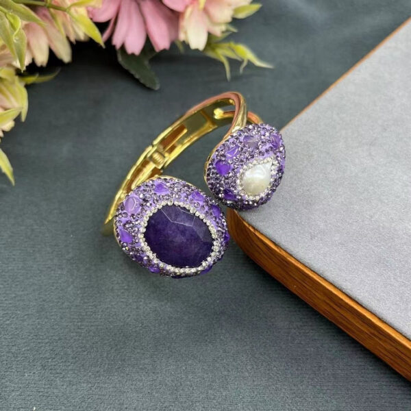 Fashion And Fully-jewelled Design Color-preserving Electroplated Natural Stone Bracelet - Image 2