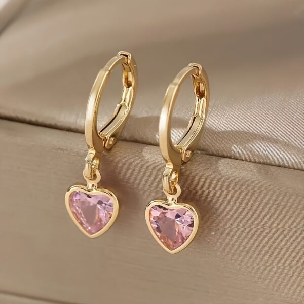 Elegant Colorful Heart-shaped Zircon Earrings Earrings All-match Earrings Women - Image 7