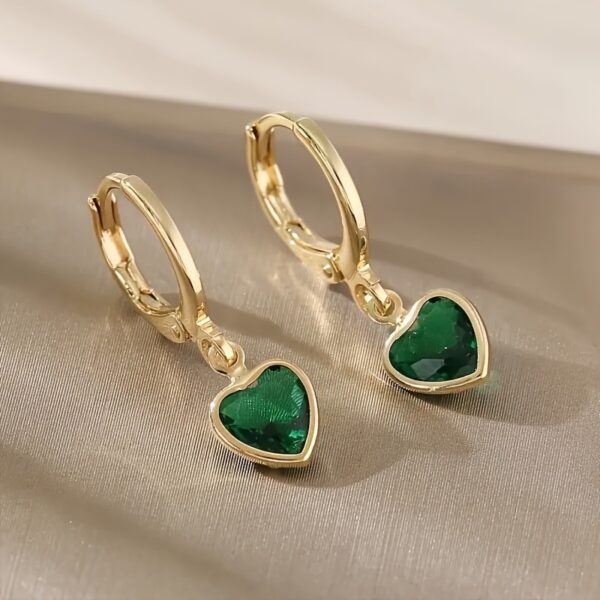 Elegant Colorful Heart-shaped Zircon Earrings Earrings All-match Earrings Women - Image 5