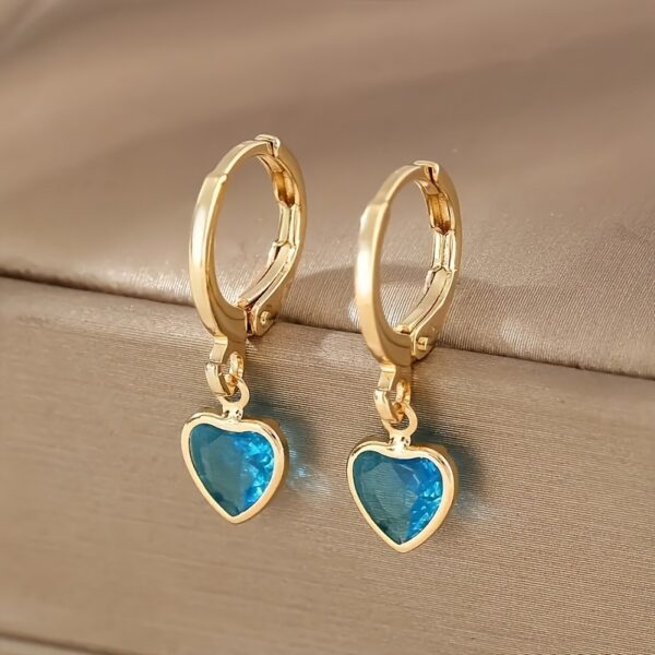 Elegant Colorful Heart-shaped Zircon Earrings Earrings All-match Earrings Women - Image 10