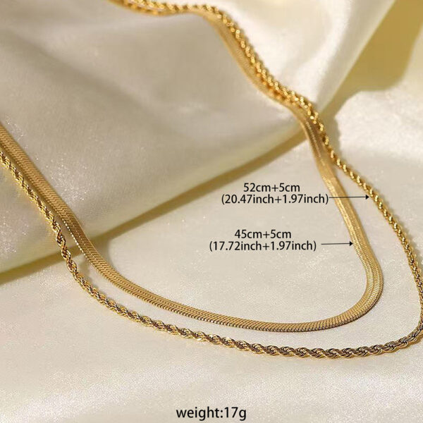 Women's Retro Solid Color Double-layer Twist Necklace - Image 6