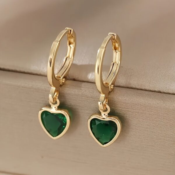 Elegant Colorful Heart-shaped Zircon Earrings Earrings All-match Earrings Women - Image 3