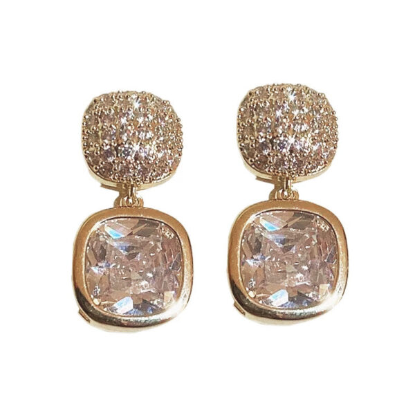 Simple Square Zircon Stud Earrings Ins Light Luxury High-end Women's New All-matching - Image 4